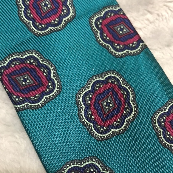 Robert Talbots Aqua Blue Print Tie - Picture 5 of 7